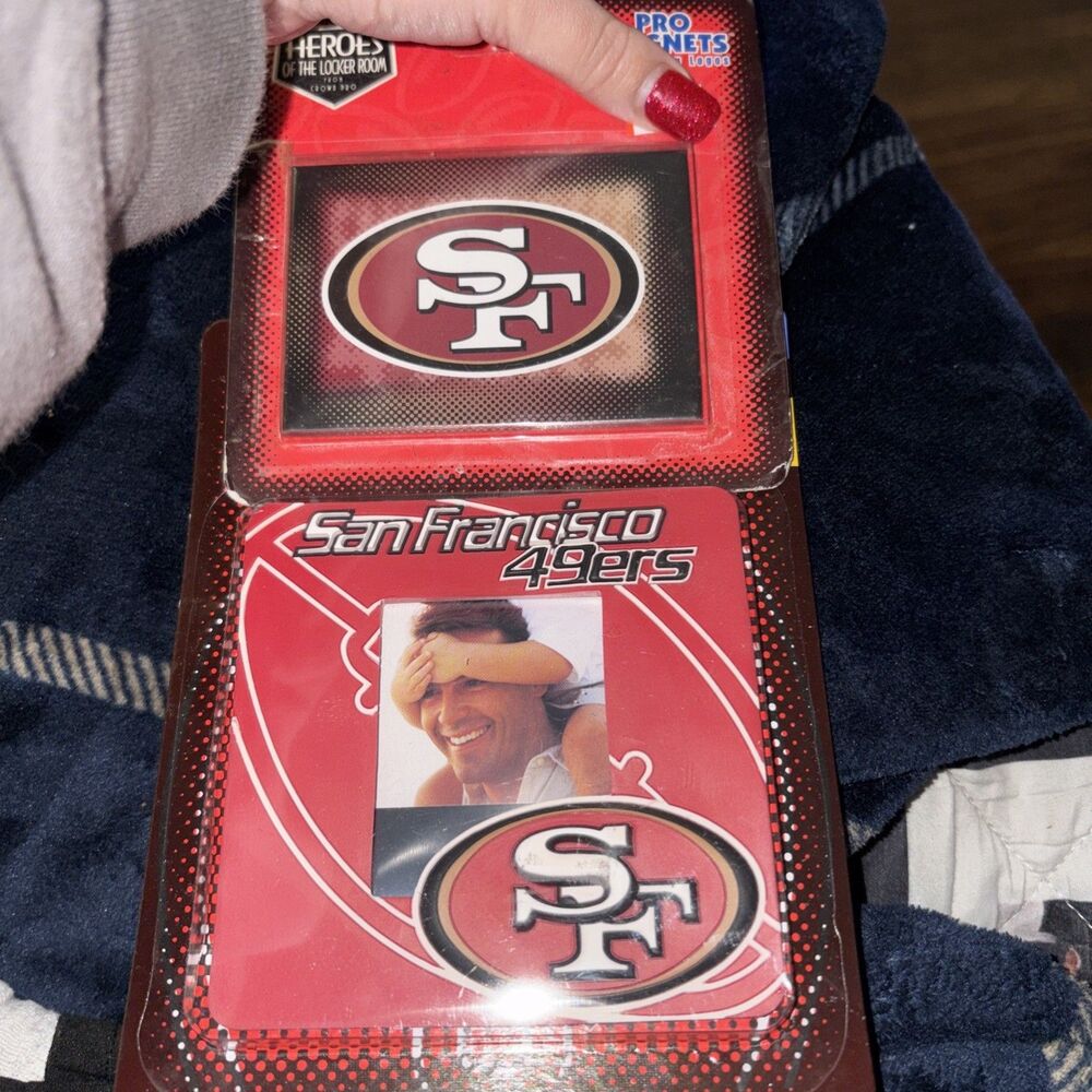 NFL LICENSED SAN FRANCISCO 49ERs LOT OF 2 VTG PICTURE FRAME MAGNET&LOGO MAGNET